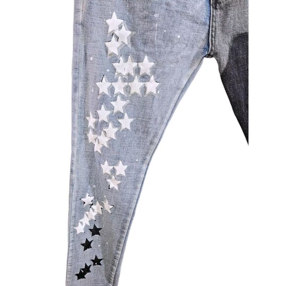 Cooper 9 Mens Size 32 Jeans Split Dye Black White Streetwear Urban Stars - Picture 4 of 7